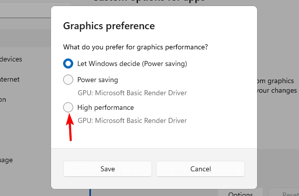 high performance graphics preference