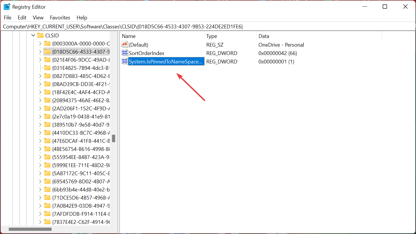 System.IsPinnedToNameSpaceTree key