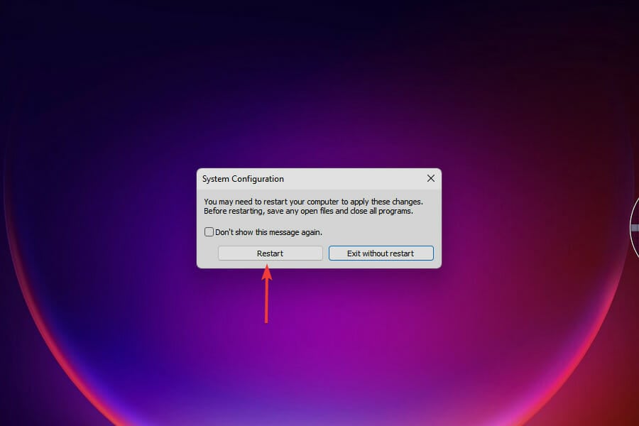 Click Restart