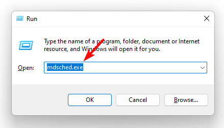 mdsched.exe 명령 실행