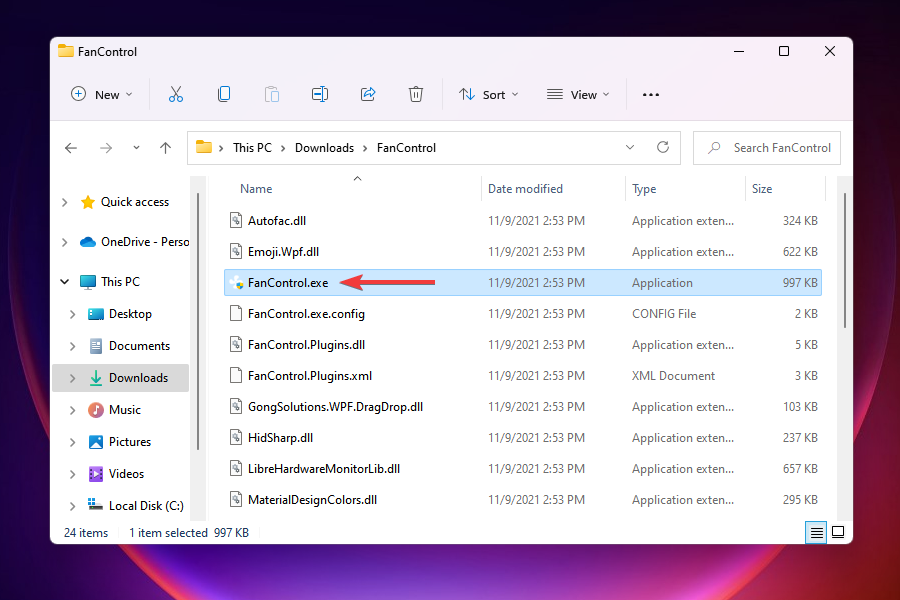 Windows 11でファンコントロールを起動