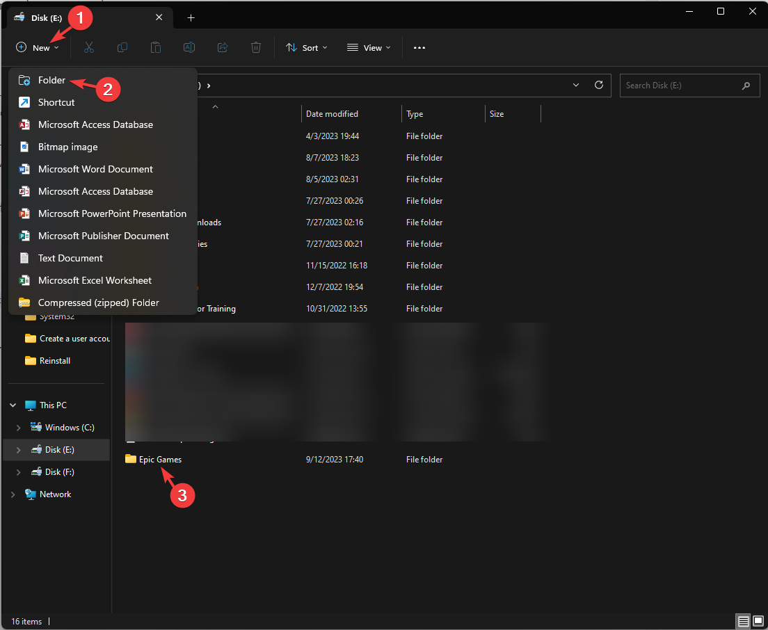 Click New - Folder - name it Epic Games - Epic Games Installer Invalid Drive