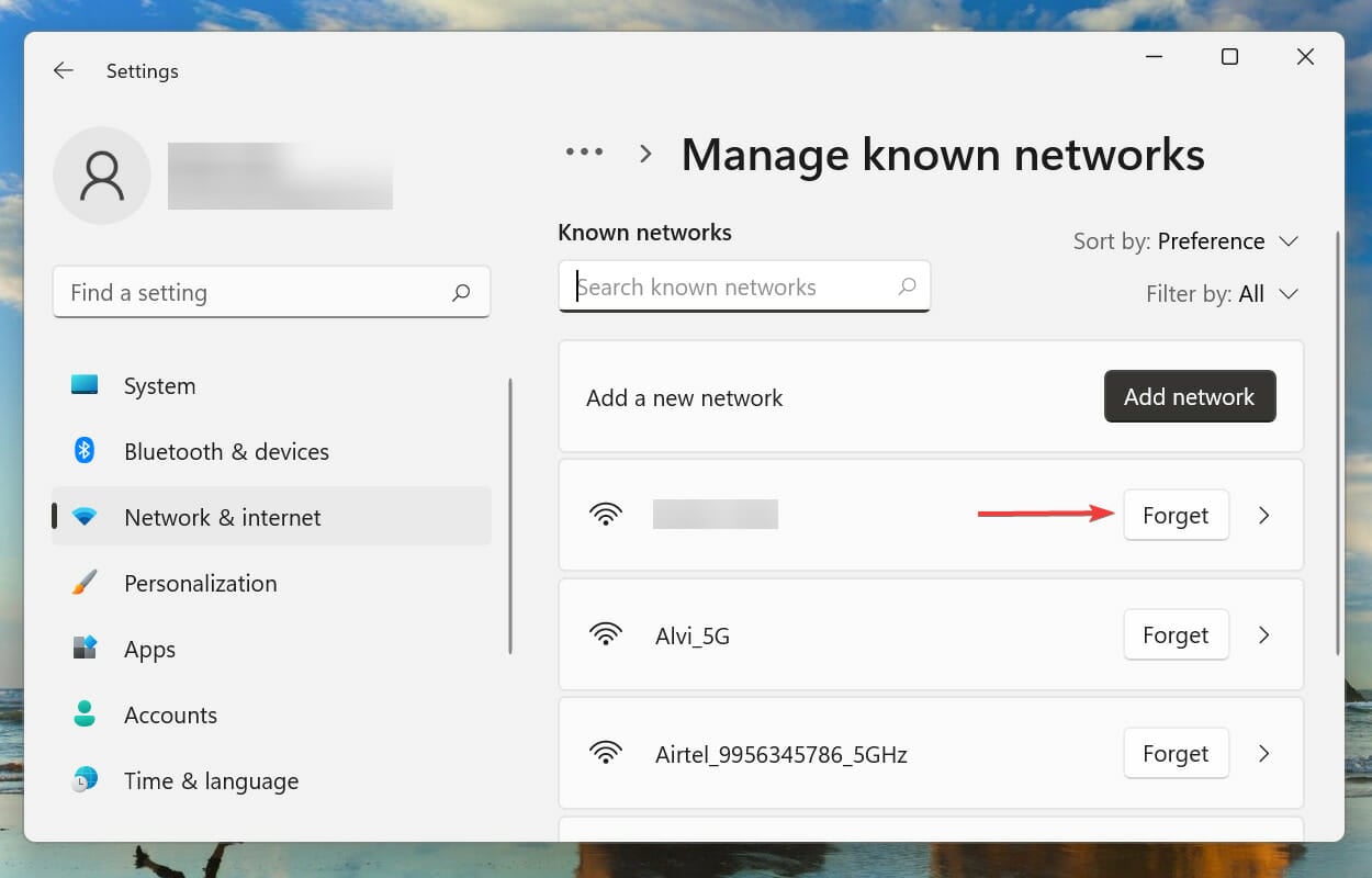 Netzwerk vergessen, um den Fehler "Kann nicht mit diesem Netzwerk verbinden" in Windows 11 zu beheben