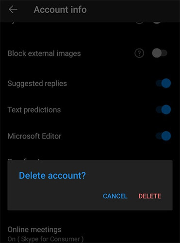 Imposta email su Outlook per Android
