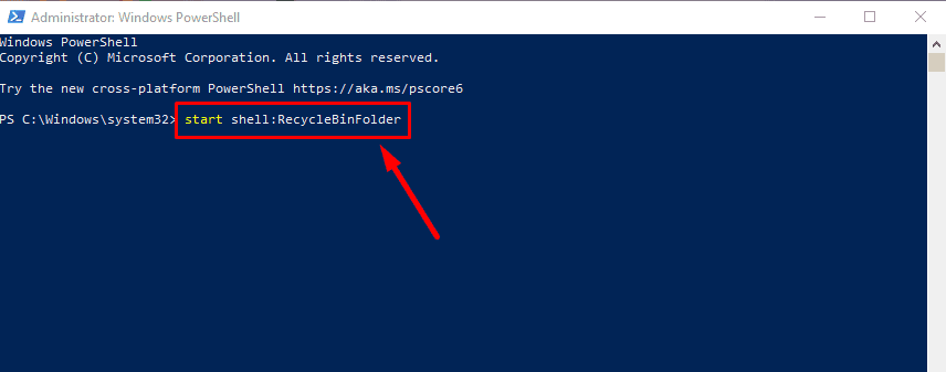 Gib start shell:RecycleBinFolder ein