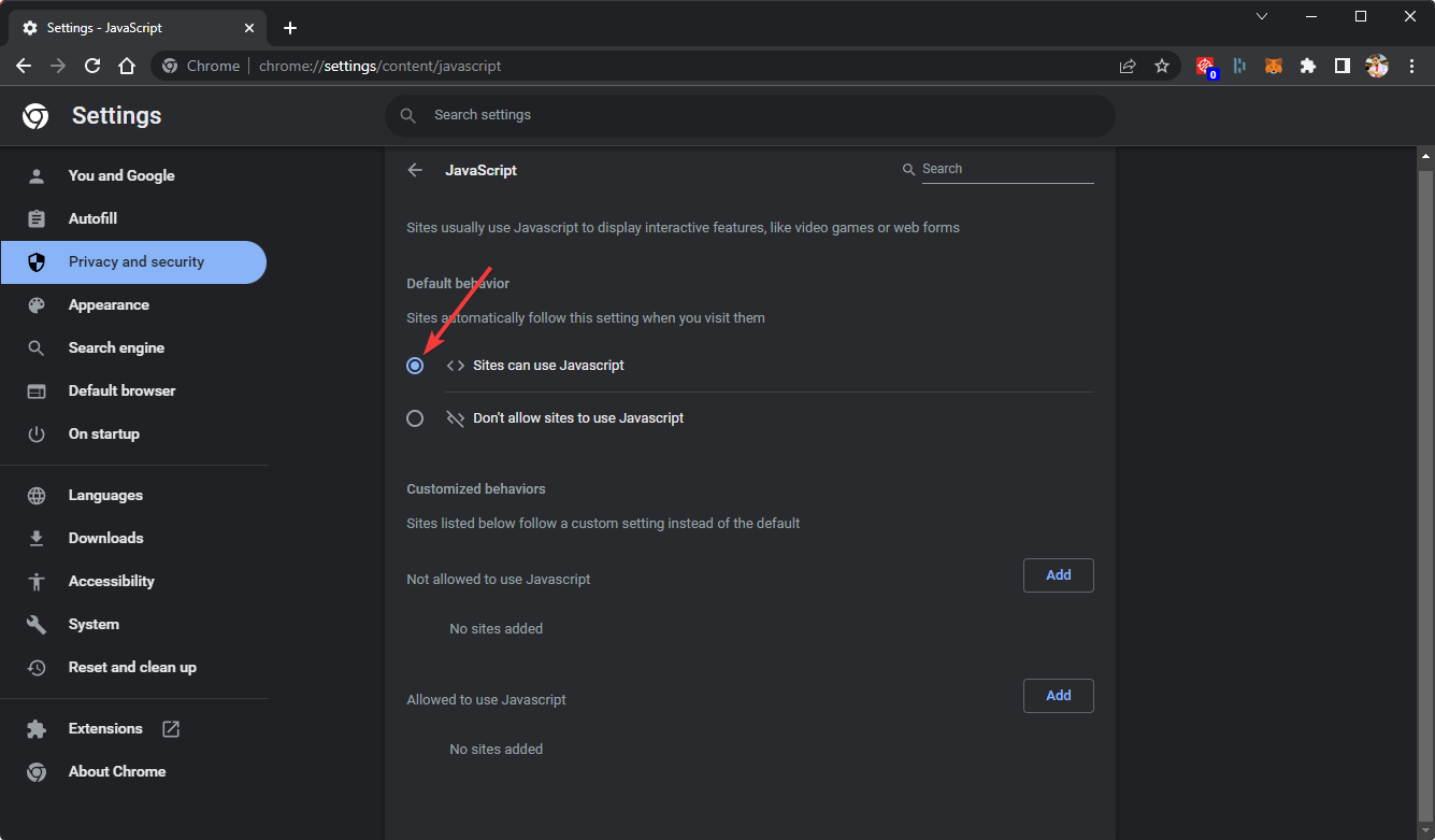 activer javascript chrome