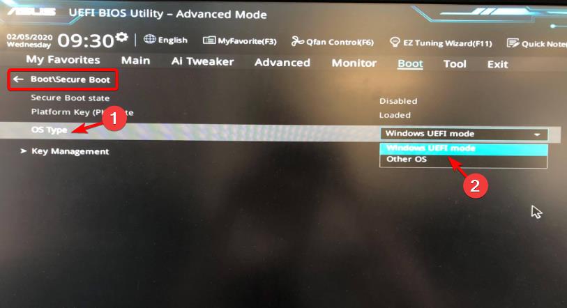 Windows UEFI 모드 선택