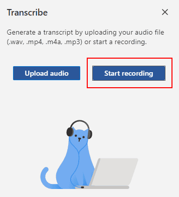 transcribe start recording
