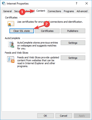 C'è un problema di connessione sicura a questo sito web Outlook