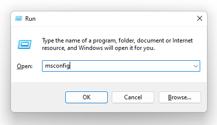 run msconfig command