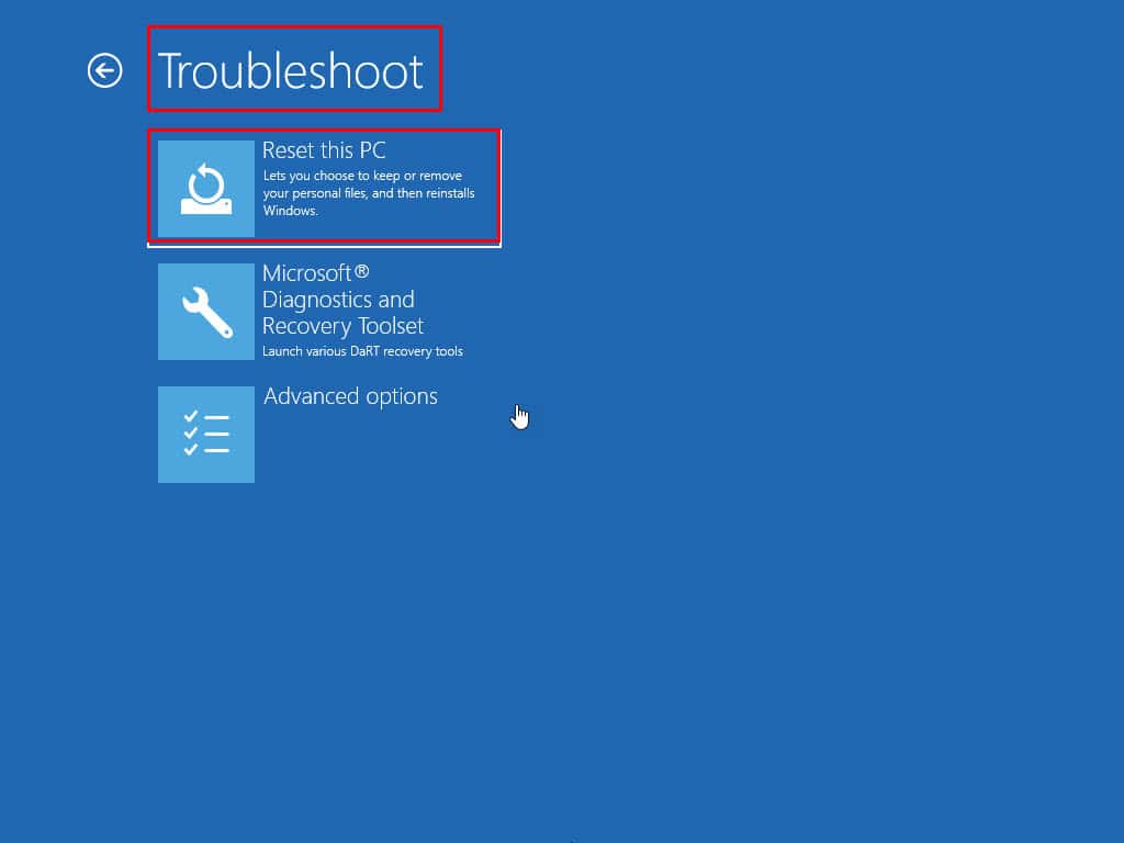 reset this pc