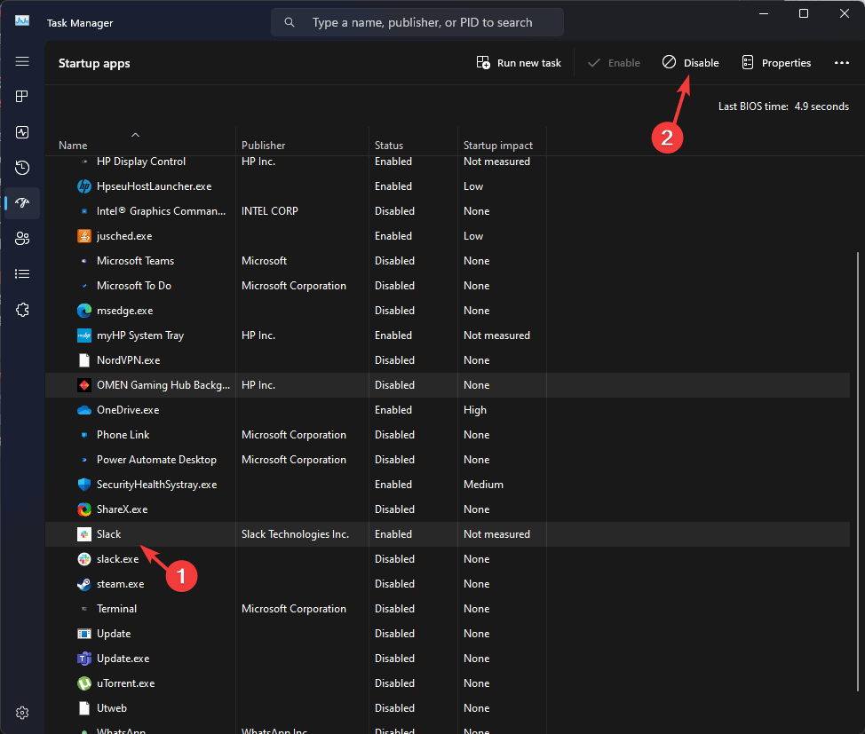 disable startup apps