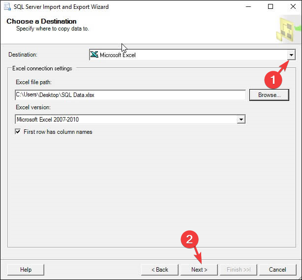 Microsoft Excel, puis choisissez le chemin du fichier Excel, puis cliquez sur Suivant.