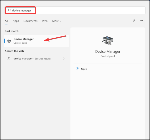 control panel open device manager