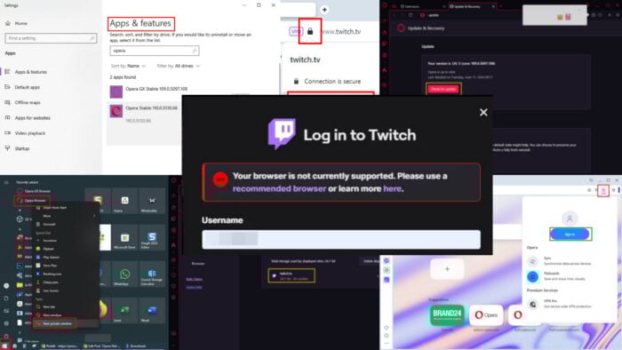 Opera Não Funciona Com o Twitch