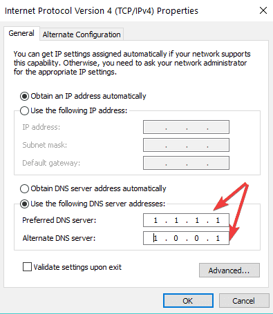 mudar dns 1.1.1.1