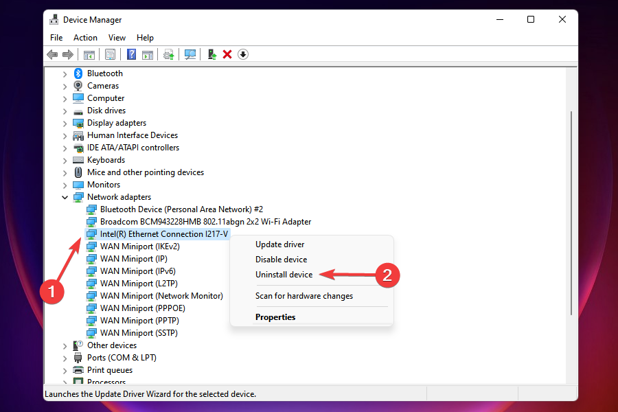 Ethernet-Treiber in Windows 11 deinstallieren