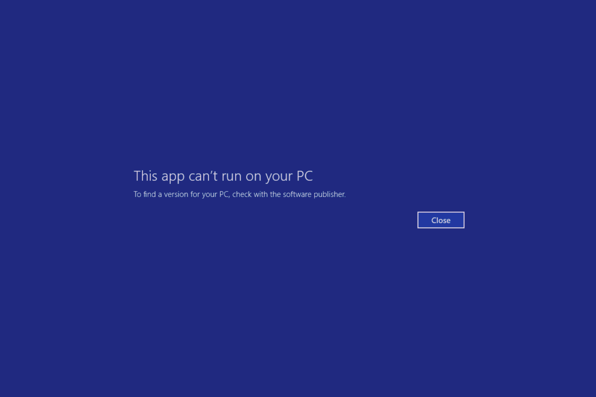Diese App kann auf Ihrem PC nicht ausgeführt werden