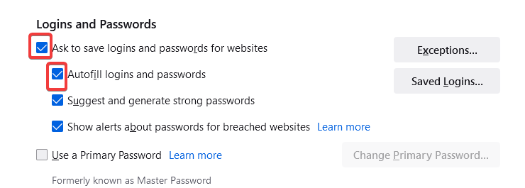 Firefox not updating passwords