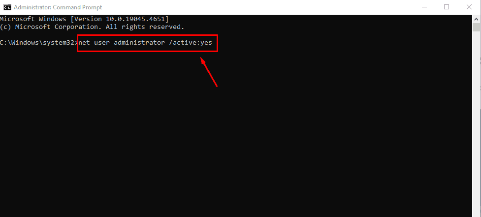 net user administrator /active:yes
