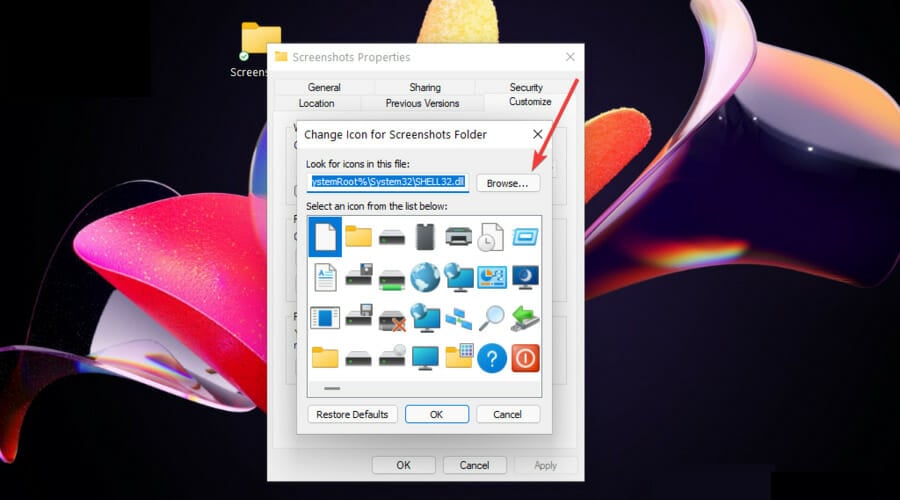 properties customize tab