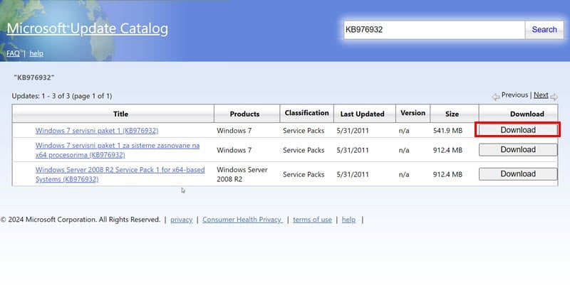 Microsoft Update Catalog