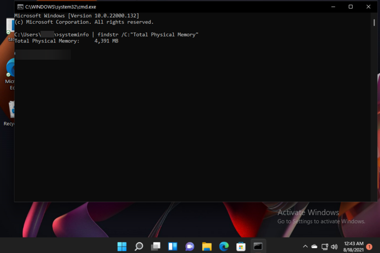 comando cmd comprobar ram windows 11