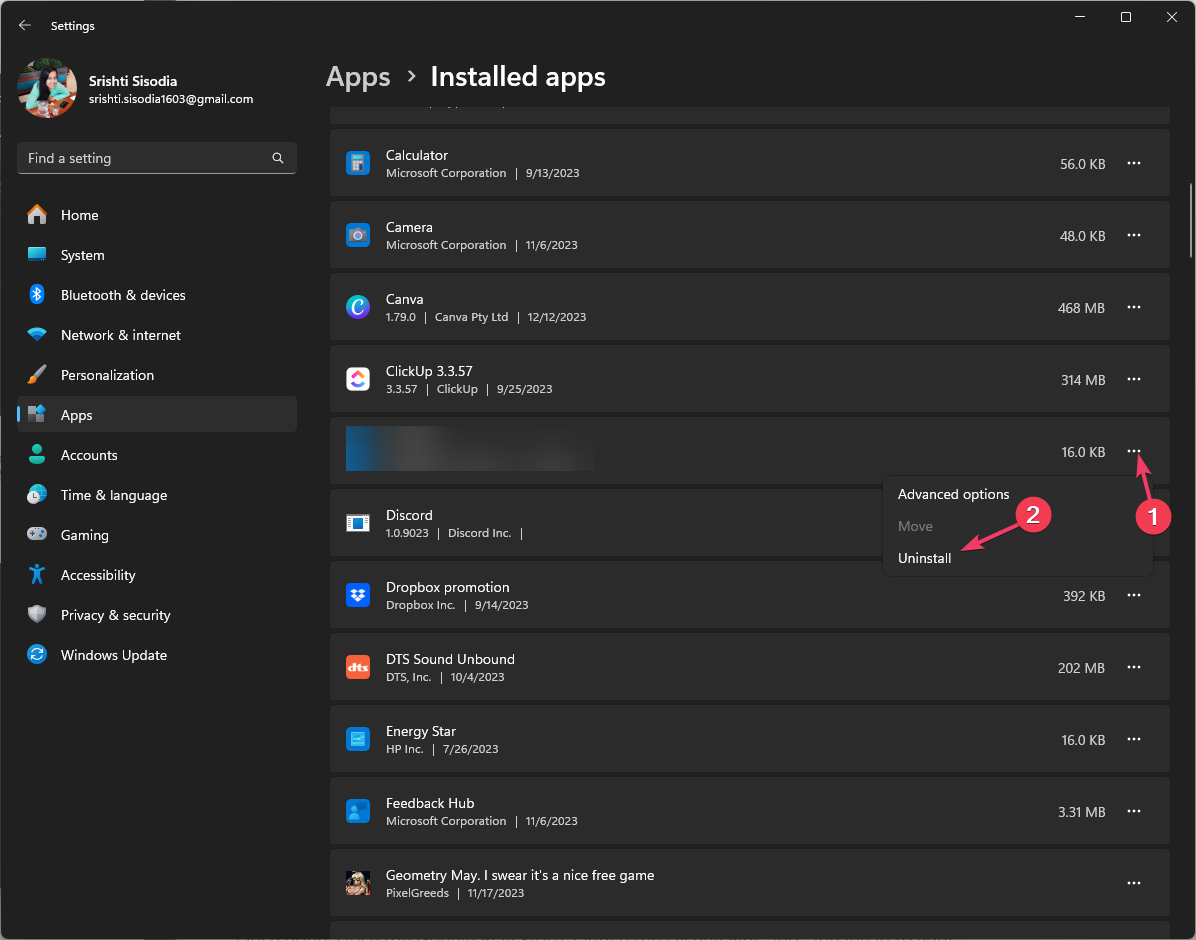 App deinstallieren