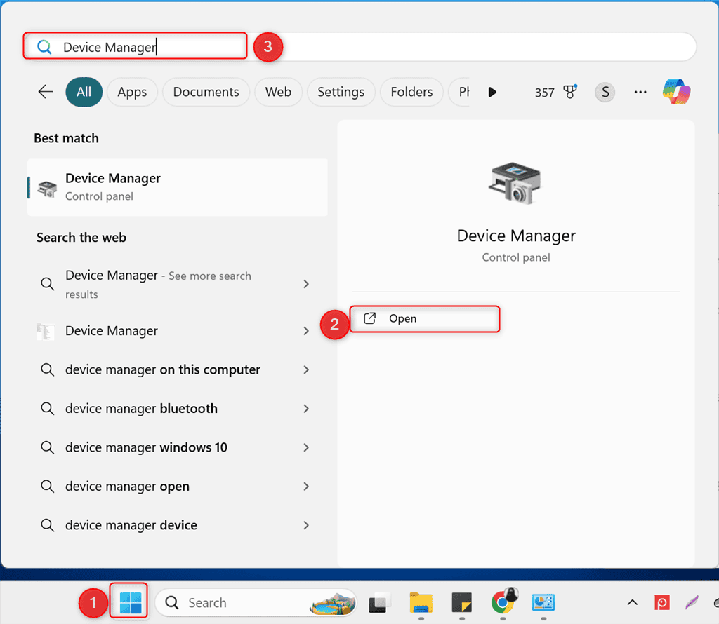 abrindo o gerenciador de dispositivos no windows 11