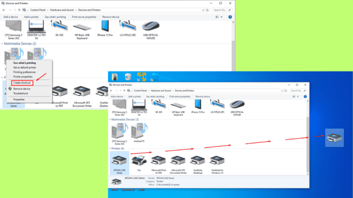 Создание ярлыка принтера Windows 10