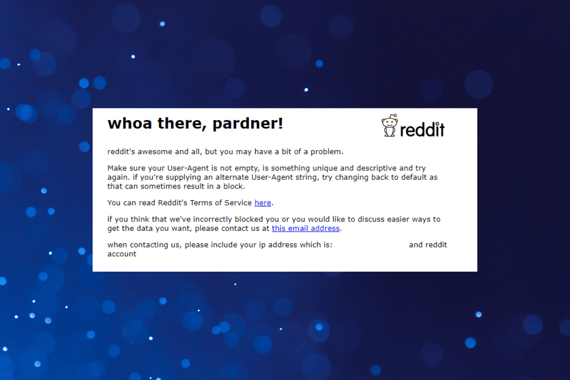 réparer erreur de l'agent utilisateur Reddit