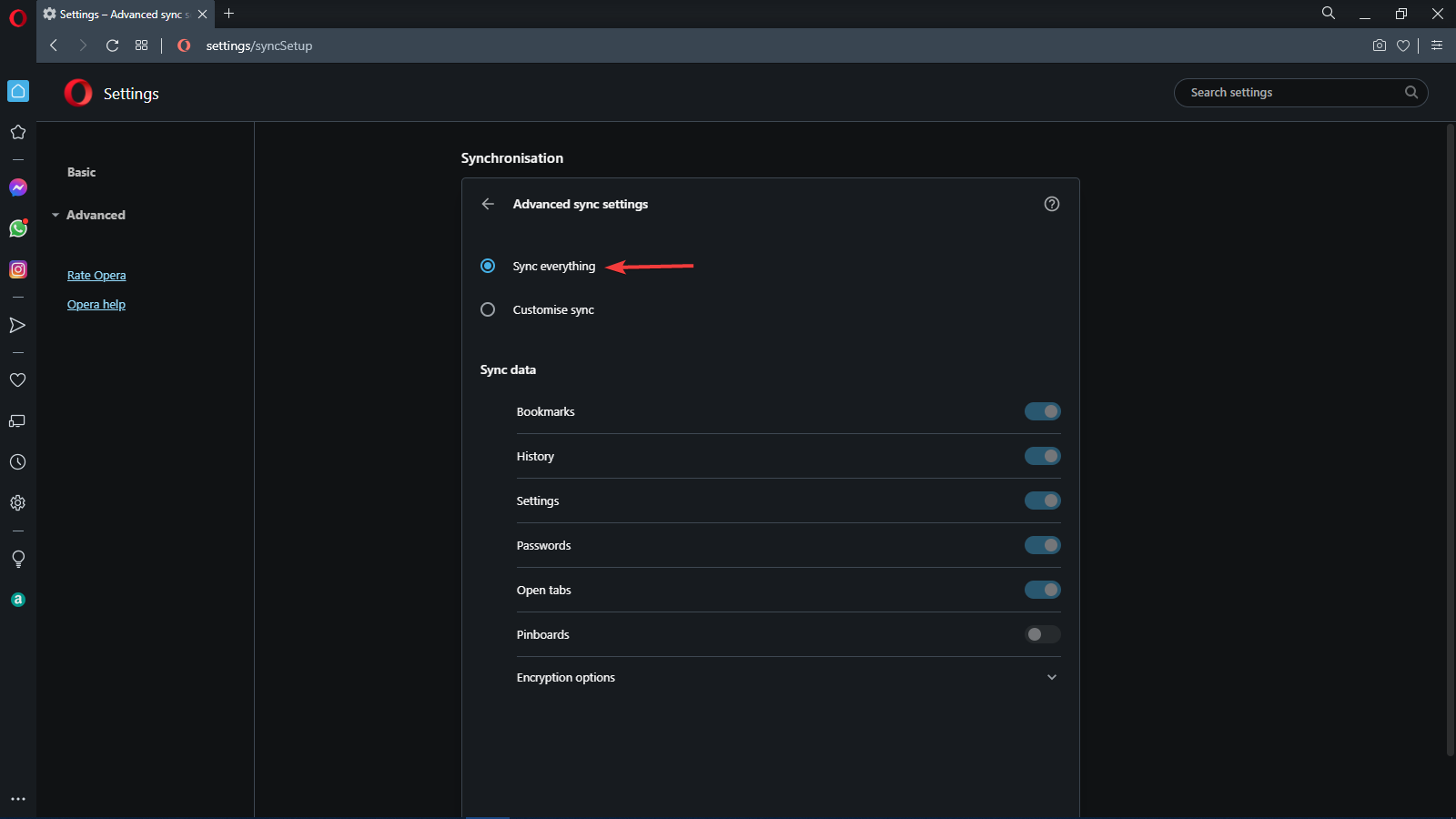 Opera Sync Everything