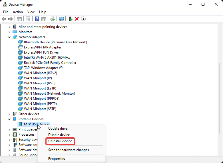Uninstall device.