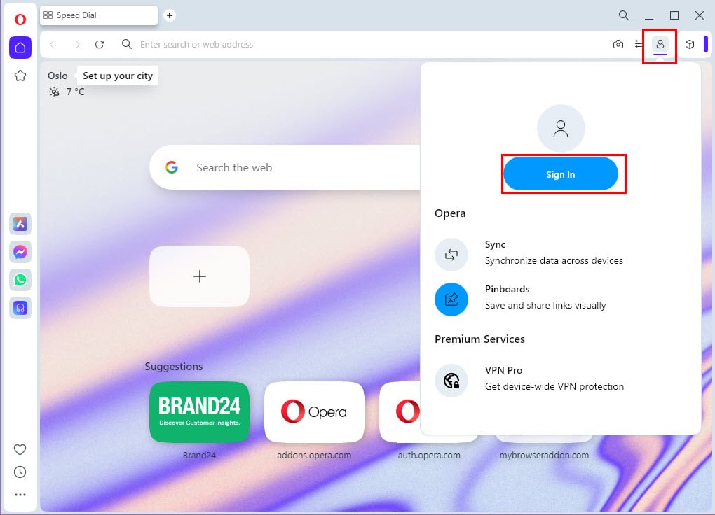 opera account