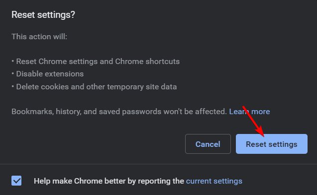 einstellungen zurücksetzen taste chrome
