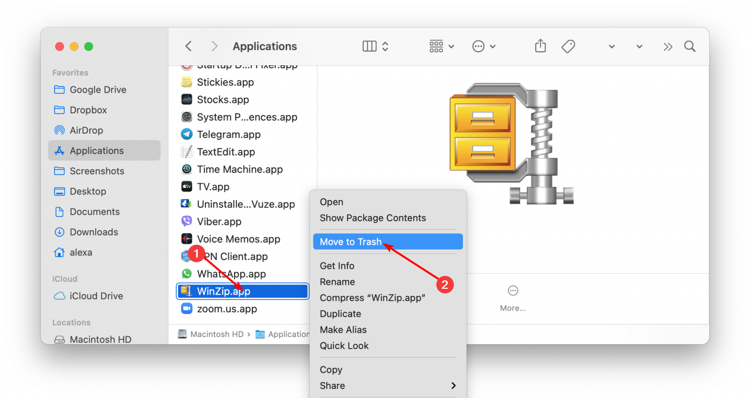 move to winzip wont open