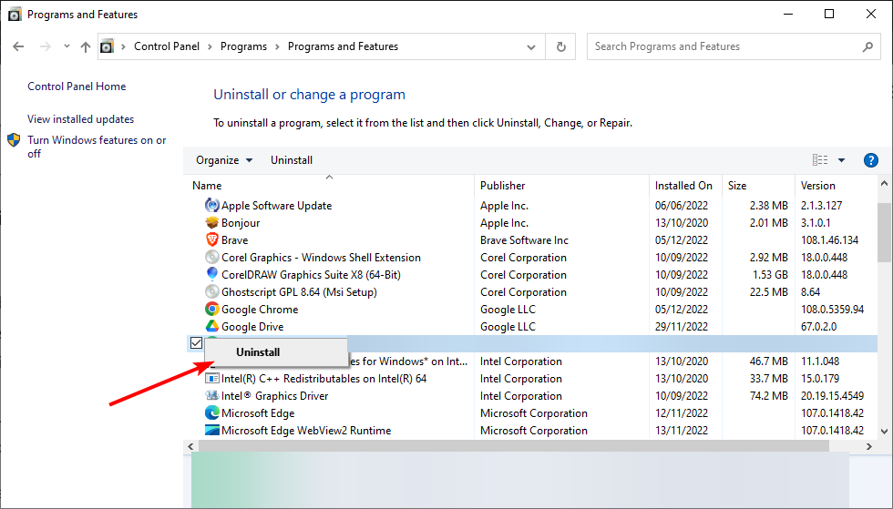 uninstall