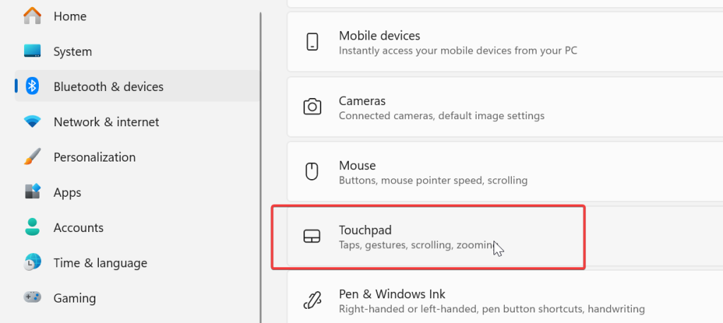 impostazioni touchpad in windows