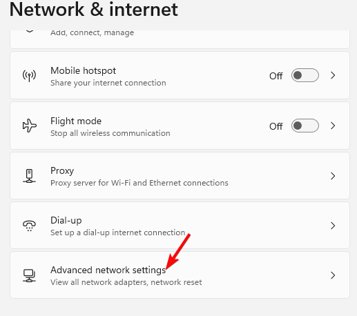 Advance network settings