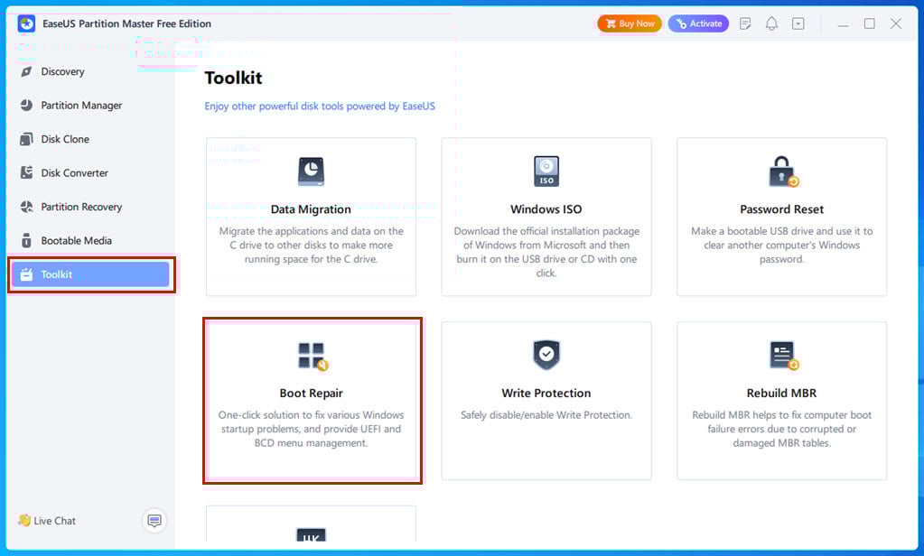 easeus bootrepair