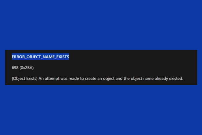 Come risolvere l'errore ERROR_OBJECT_NAME_EXISTS