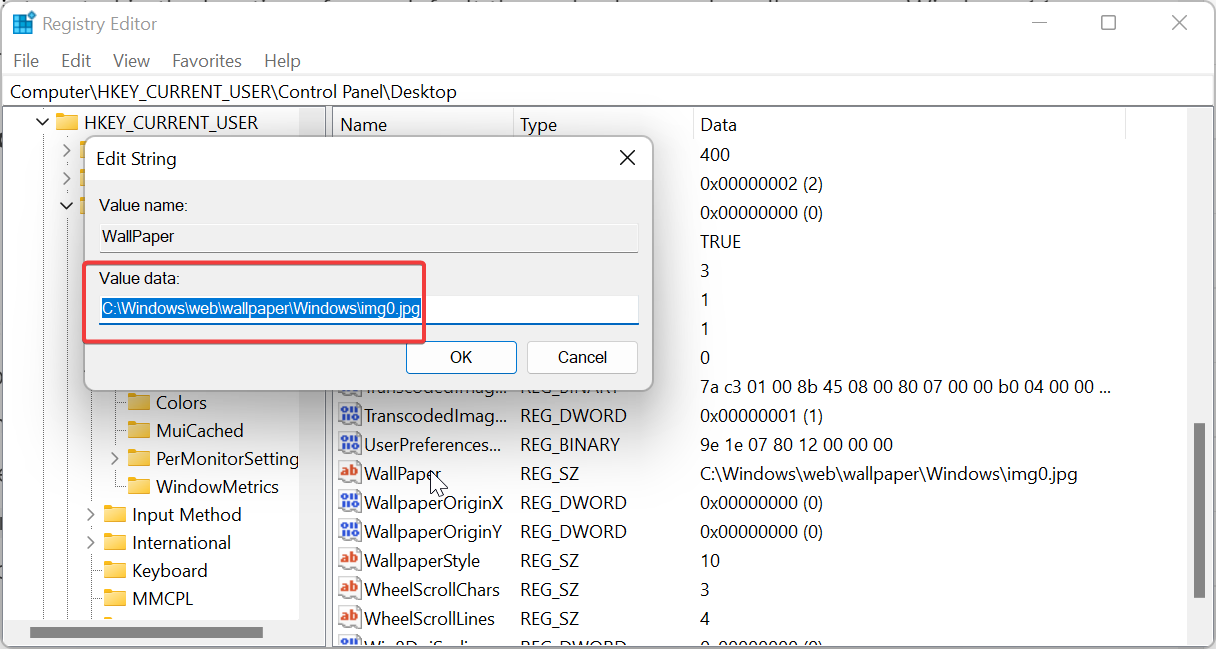 valor de dados localização do fundo do tema windows 11