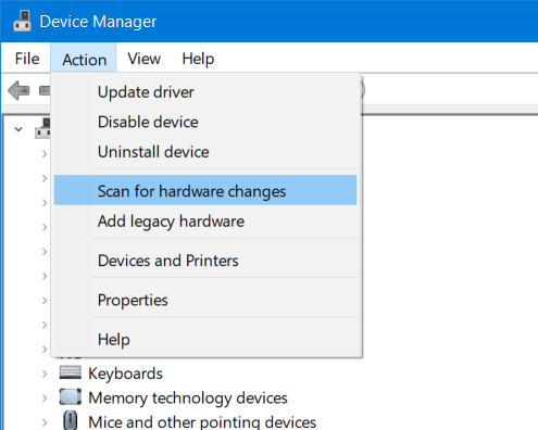 Scan for hardware changes option generic audio driver problem
