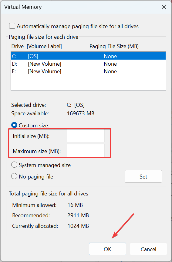 увеличить для исправления низкого объема виртуальной памяти в windows 10