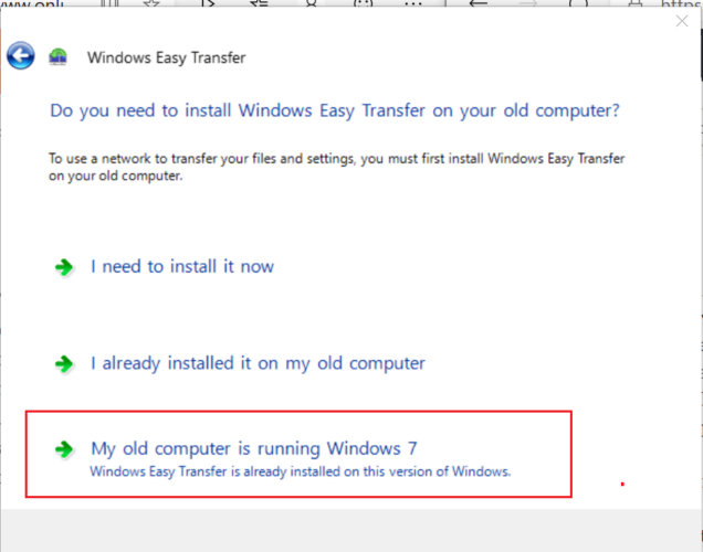 Windows 7からWindows 10へのファイル転送