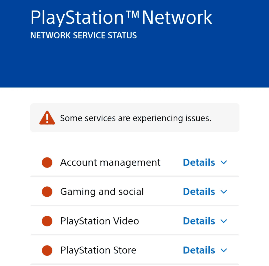 статус службы ps network