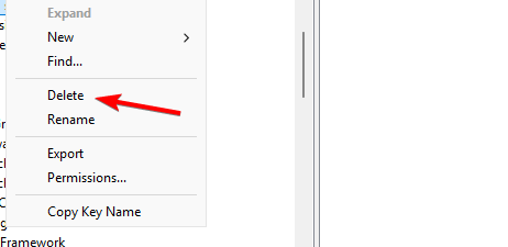 eliminar clave del registro