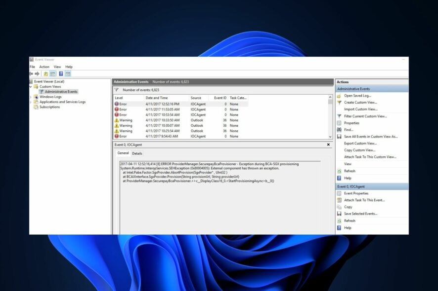solucionar el Visor de eventos que no funciona