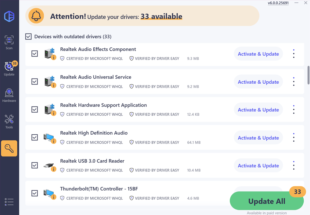 ver informe de escaneo en driver easy