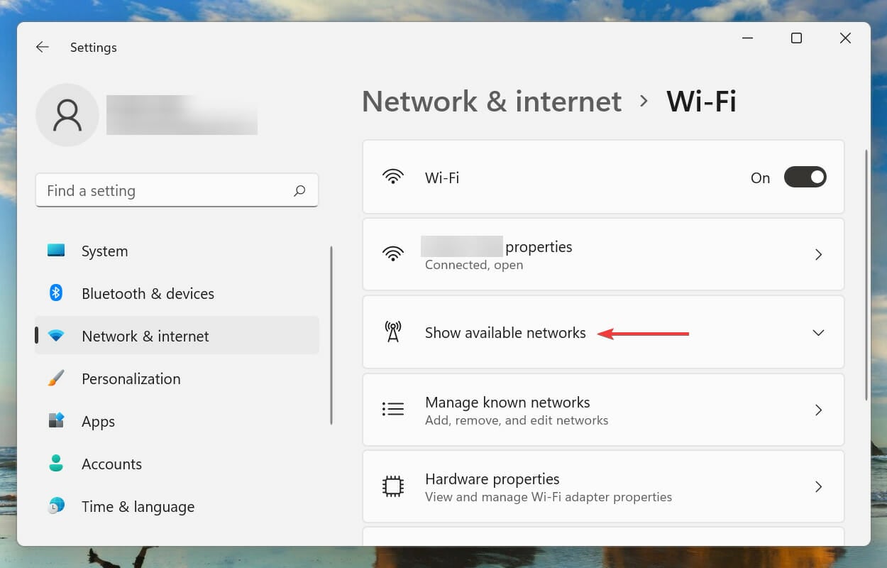 Verfügbare Netzwerke anzeigen